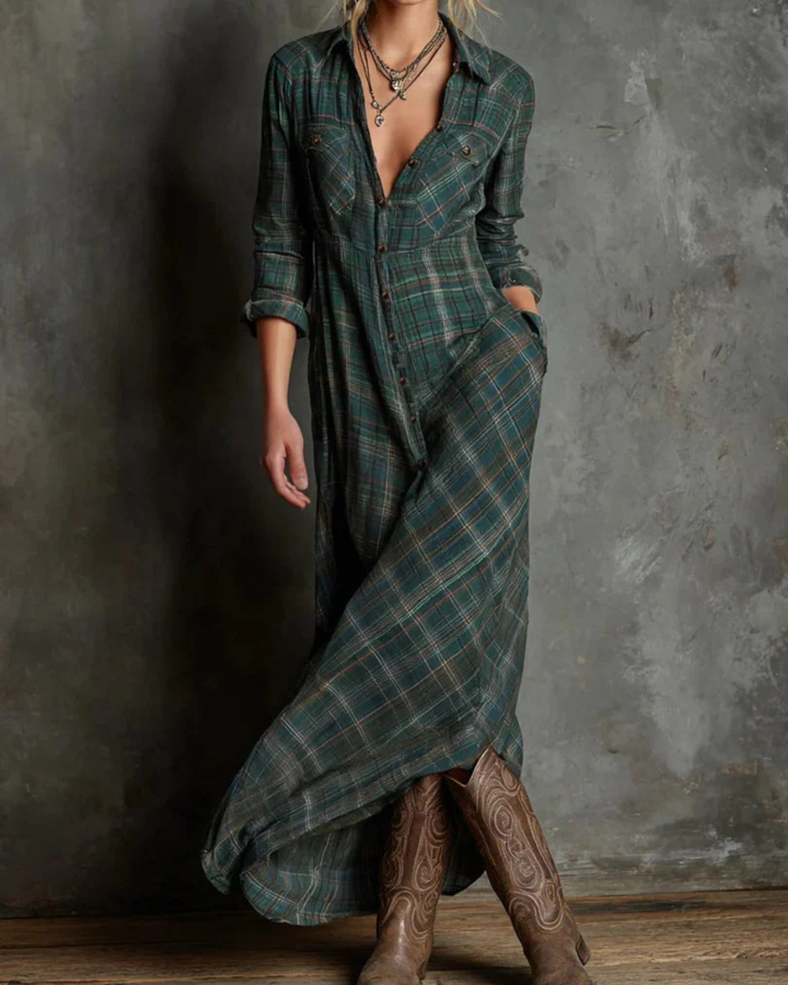 Lucja | Długa Sukienka w Kratę