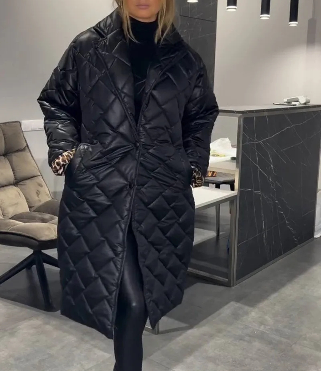 Michalina | Dwustronny Pikowany Płaszcz