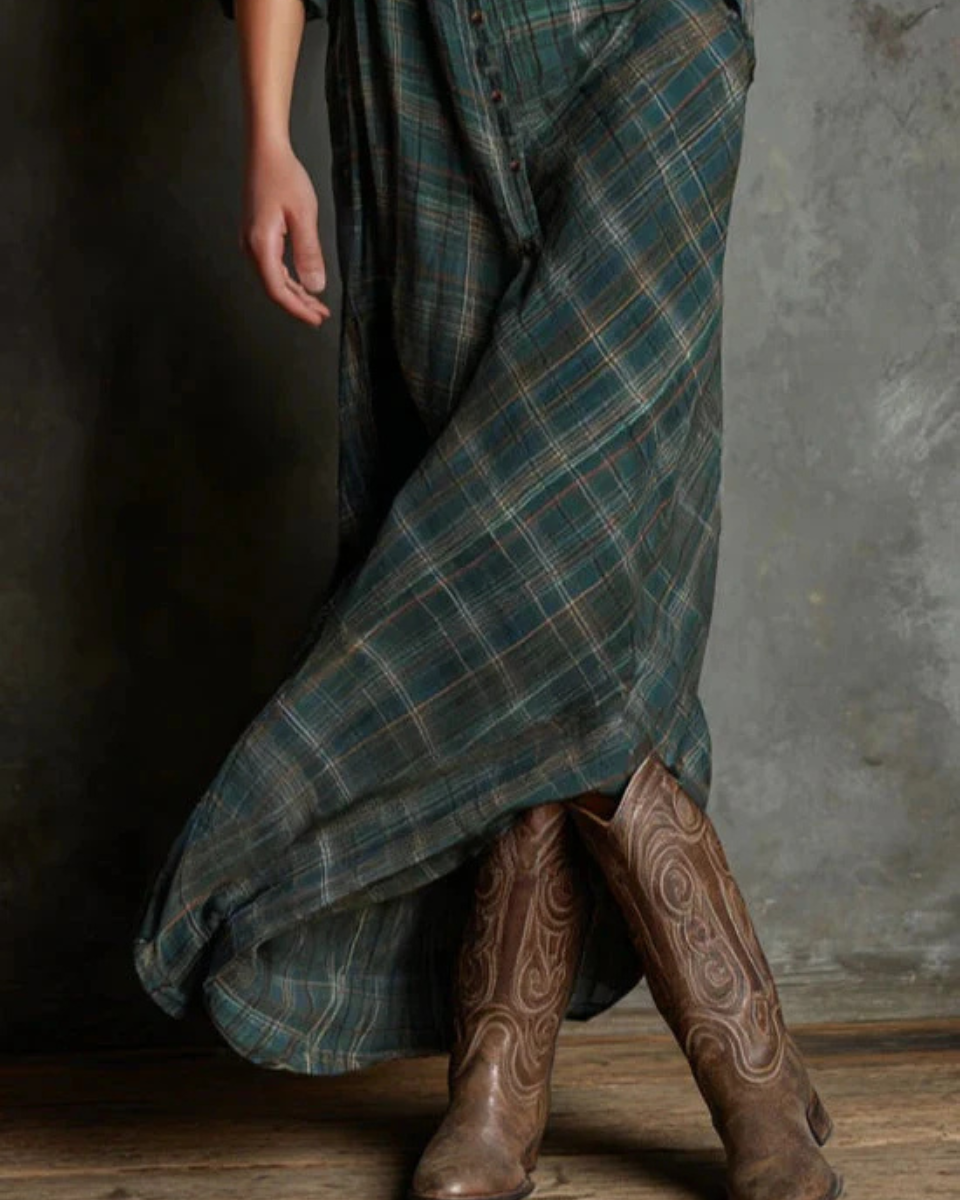 Lucja | Długa Sukienka w Kratę