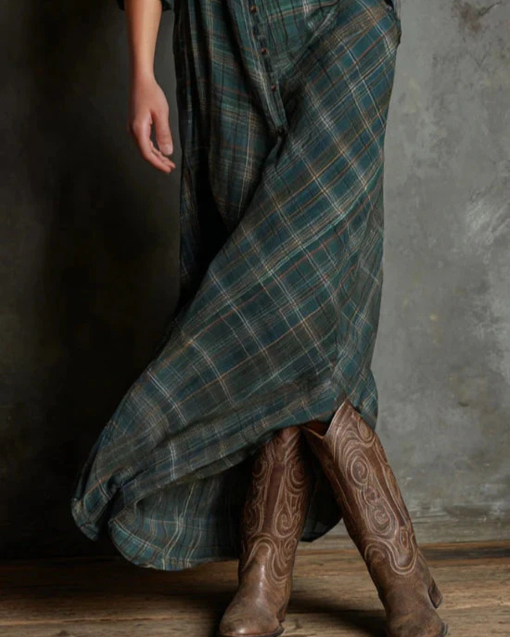 Lucja | Długa Sukienka w Kratę