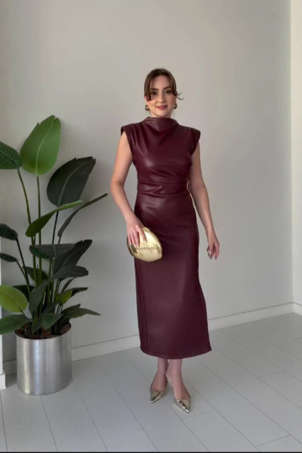 Dagmara | Sukienka bez rękawów z paskiem