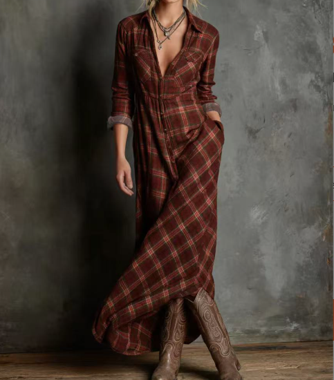 Lucja | Długa Sukienka w Kratę