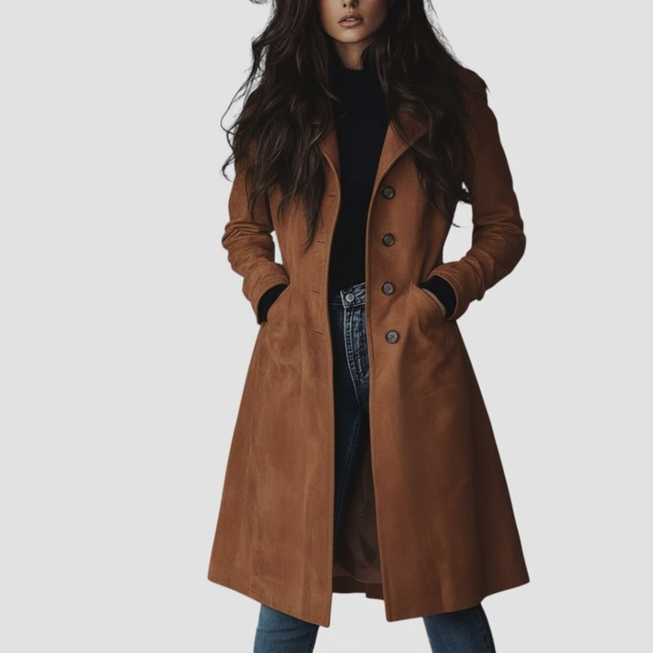 Tiffany | Elegancki Brązowy Trencz