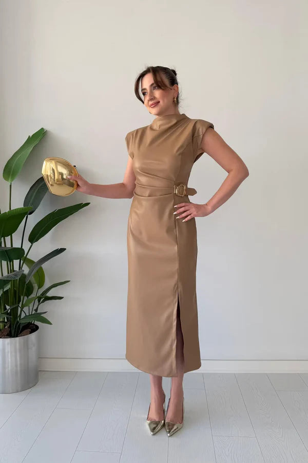 Dagmara | Sukienka bez rękawów z paskiem